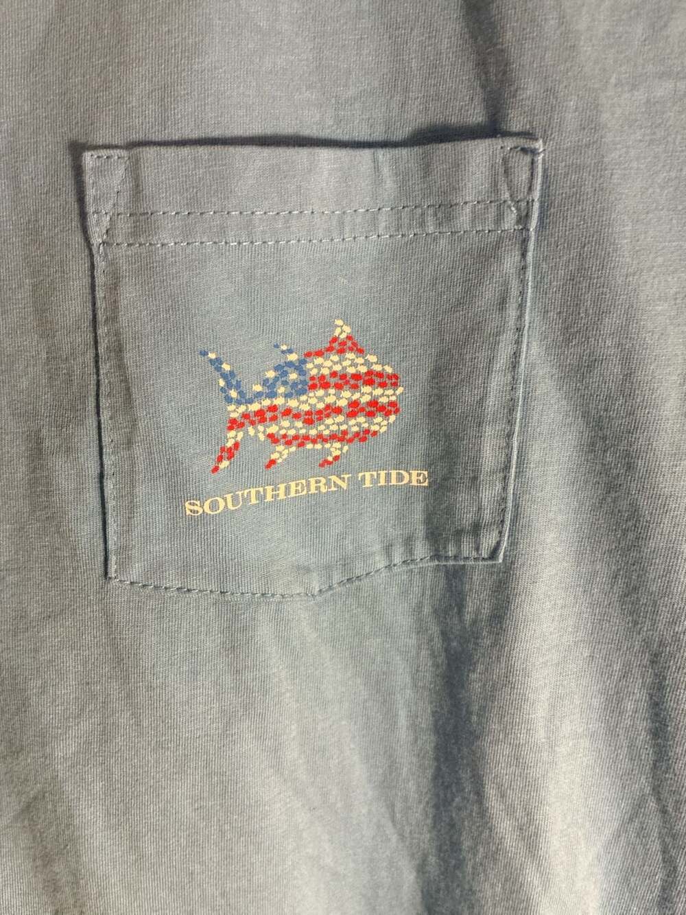 Southern Tide Skipjack Nation American Flag Pocket T-Shirt Blue Men's Size L